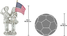 Load image into Gallery viewer, 8" Patriotic Children Statue with USA Flag - Perfect for Memorials &amp; Holidays