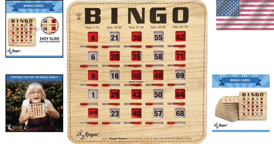 Durable Woodgrain Bingo Cards with Sliding Windows - Ideal for Family Gatherings