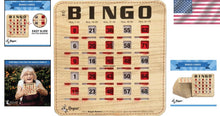 Load image into Gallery viewer, Durable Woodgrain Bingo Cards with Sliding Windows - Ideal for Family Gatherings