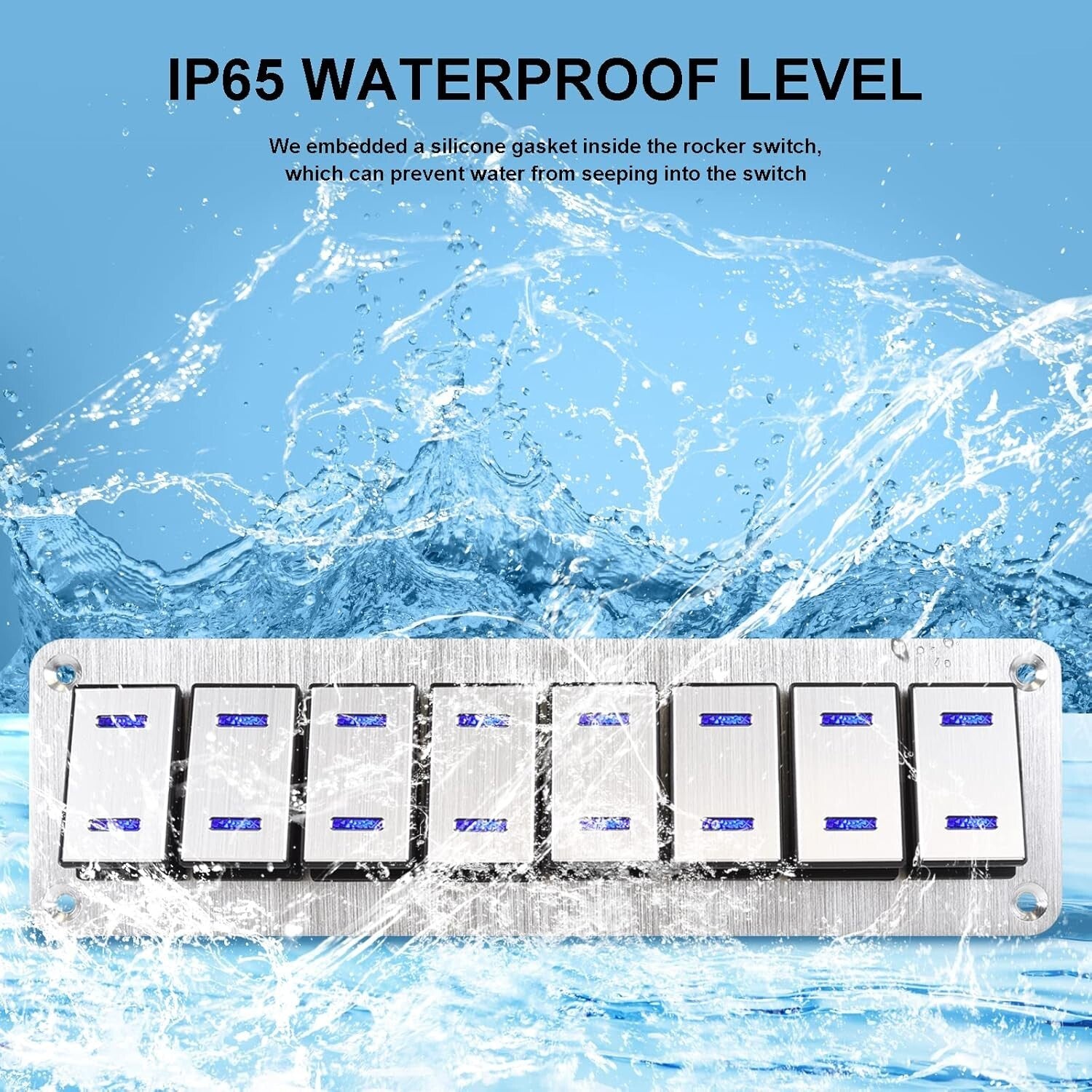 8 Gang Waterproof Aluminum Rocker Switch Panel: Ideal for Marine & Automotive