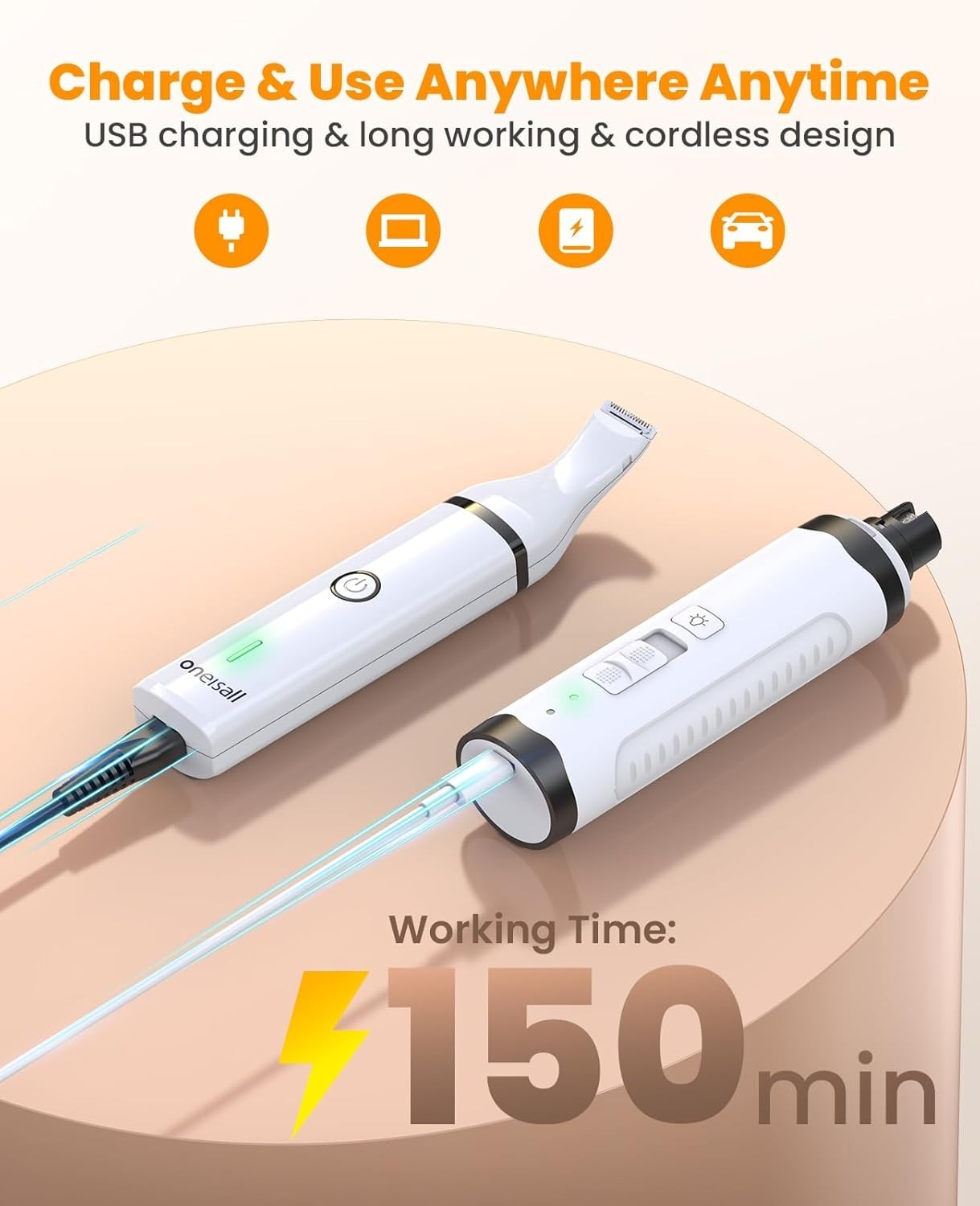 Whisper-Quiet Dog Nail Grinder Kit with 2 LED Lights for Comfortable Grooming