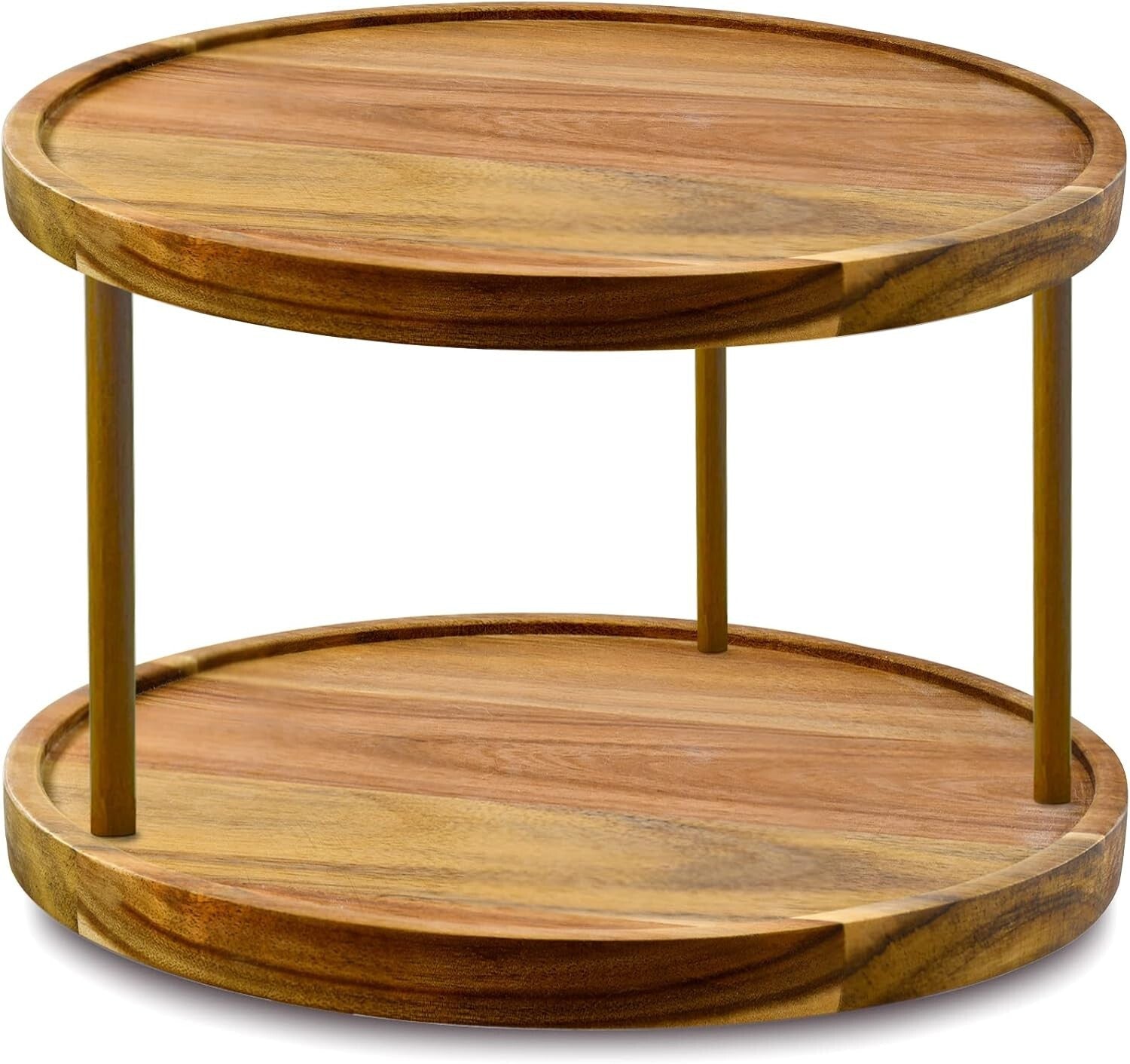 Elegant 14 Inch Acacia Wood Lazy Susan - Durable Kitchen Turntable Organizer