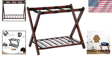Load image into Gallery viewer, Elegant Walnut Luggage Rack - Sturdy Solid Wood with Convenient Double Levels