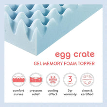 Load image into Gallery viewer, Compact 3-Inch Memory Foam Mattress Topper - Queen Size, Dorm Essential