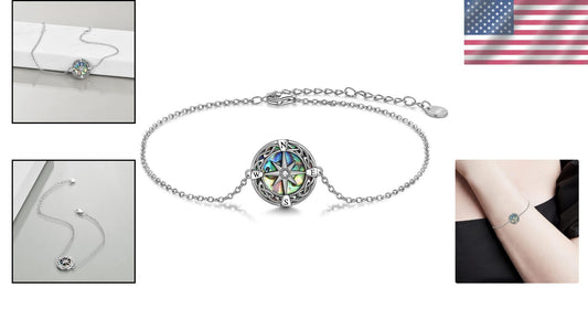 Sterling Silver Lighthouse & Compass Pendant Bracelet – Elegant Gift for Women