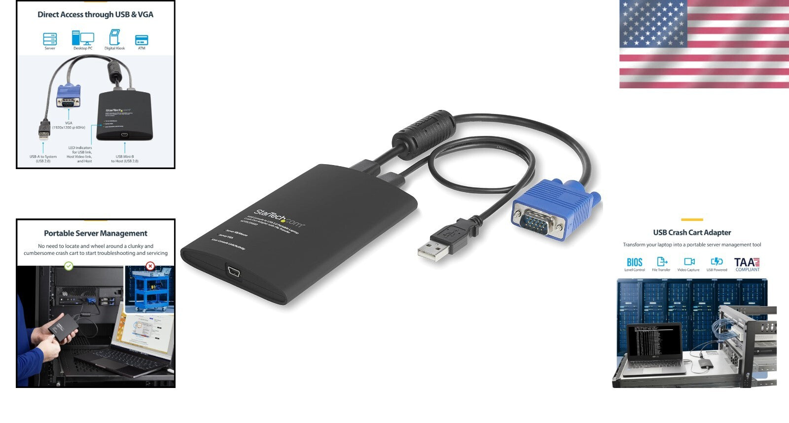 Multifunctional Portable KVM Adapter - USB & VGA for Effective Maintenance