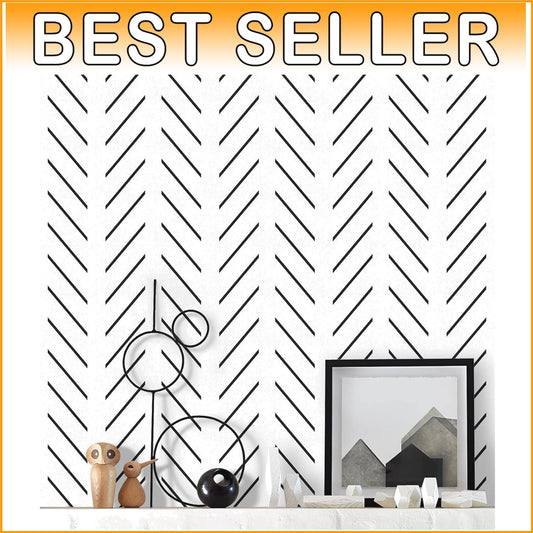 Chic Black & White Removable Wallpaper with Modern Geometric Design - 72.65sq.ft