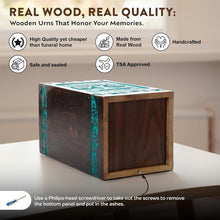 Load image into Gallery viewer, Elegant Mango Wood Cremation Urn: Handcrafted, TSA Approved, 115 lbs Capacity