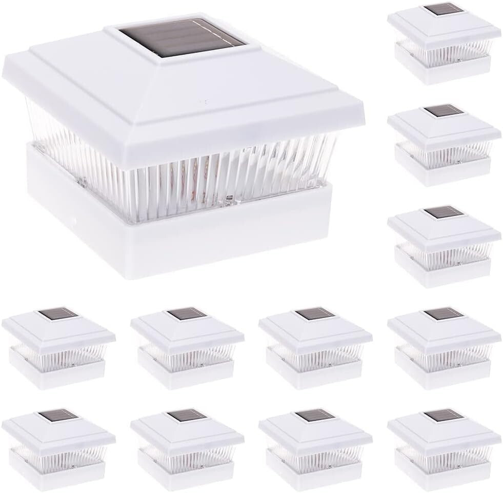 Energy Efficient 12 Pack Solar LED Pathway Lights - Classic White Design