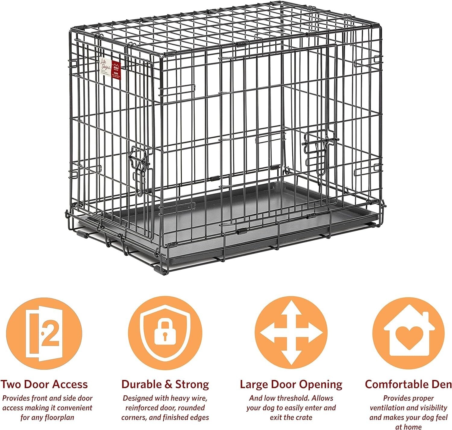24-Inch Secure Folding Dog Crate for Small Breeds - Easy Assembly & Travel Ready
