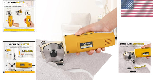 Industrial Electric Rotary Fabric Cutter - Cuts Cloth, Leather & Carpet Smoothly