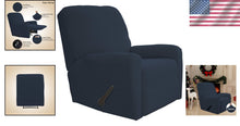 Load image into Gallery viewer, Large Checkered Sofa Cover in Dark Blue - Soft Spandex Recliner Protector
