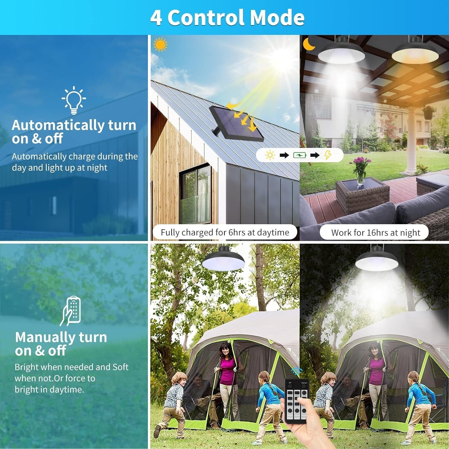 Adjustable Color Temperature Solar Pendant Light - Remote-Controlled & Dimmable