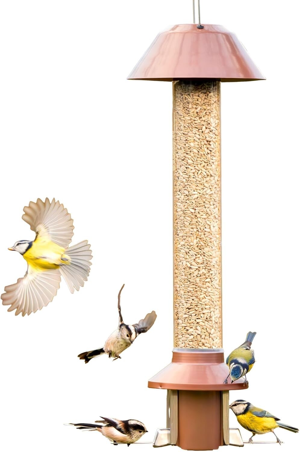 Improved Weatherproof Antique Copper Bird Feeder - 4 lbs Seed Capacity