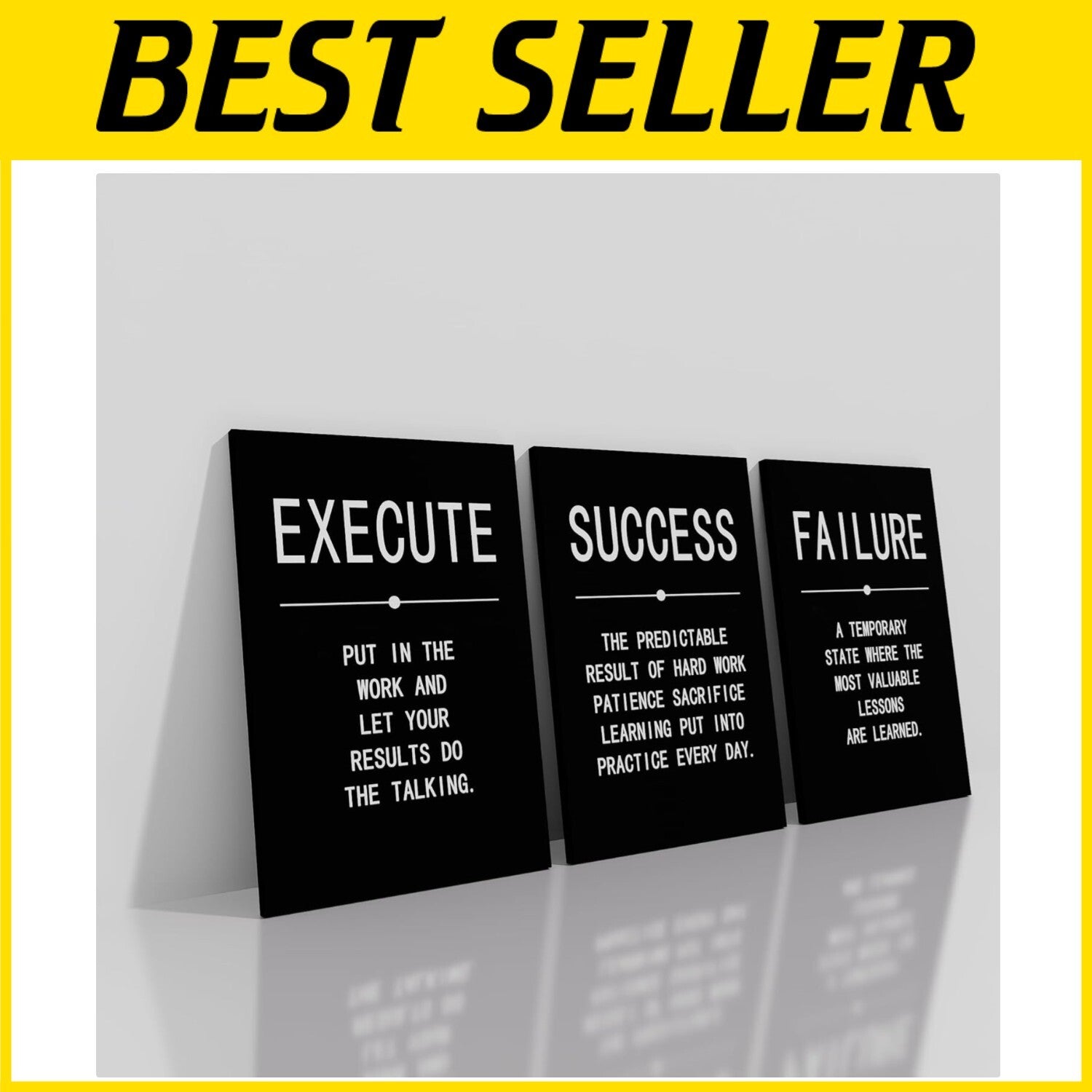 Gallery-Wrapped 3-Piece Canvas Inspirational Quotes for Motivating Home Décor