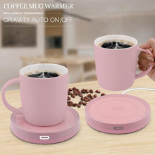 Load image into Gallery viewer, Stylish Coffee Warmer Set: Gravity-Induction Mug with Safety Features - Pink