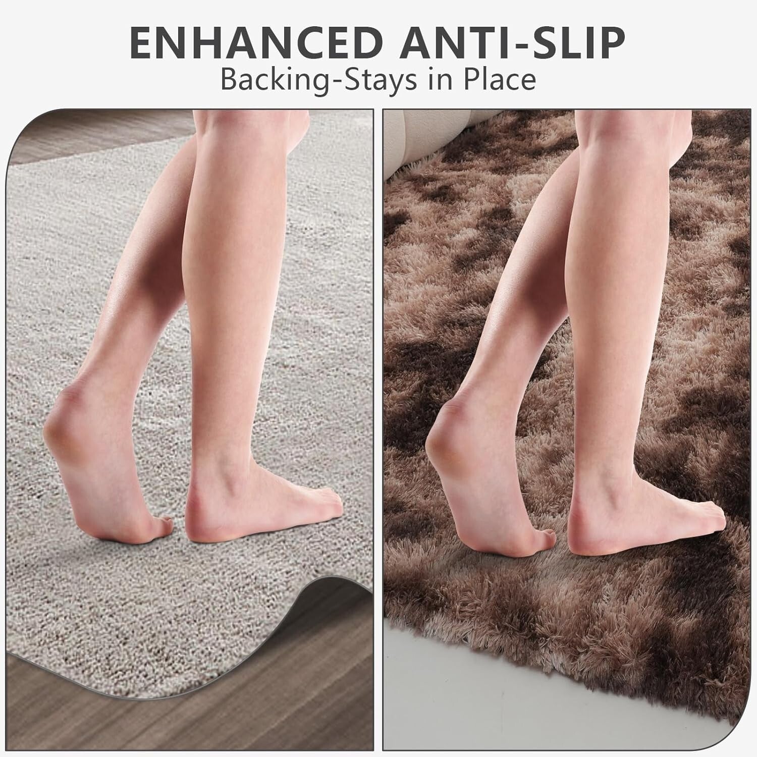 Elegant 9X12 Feet High Pile Shag Rug - Luxurious Mottling Brown for Bedrooms