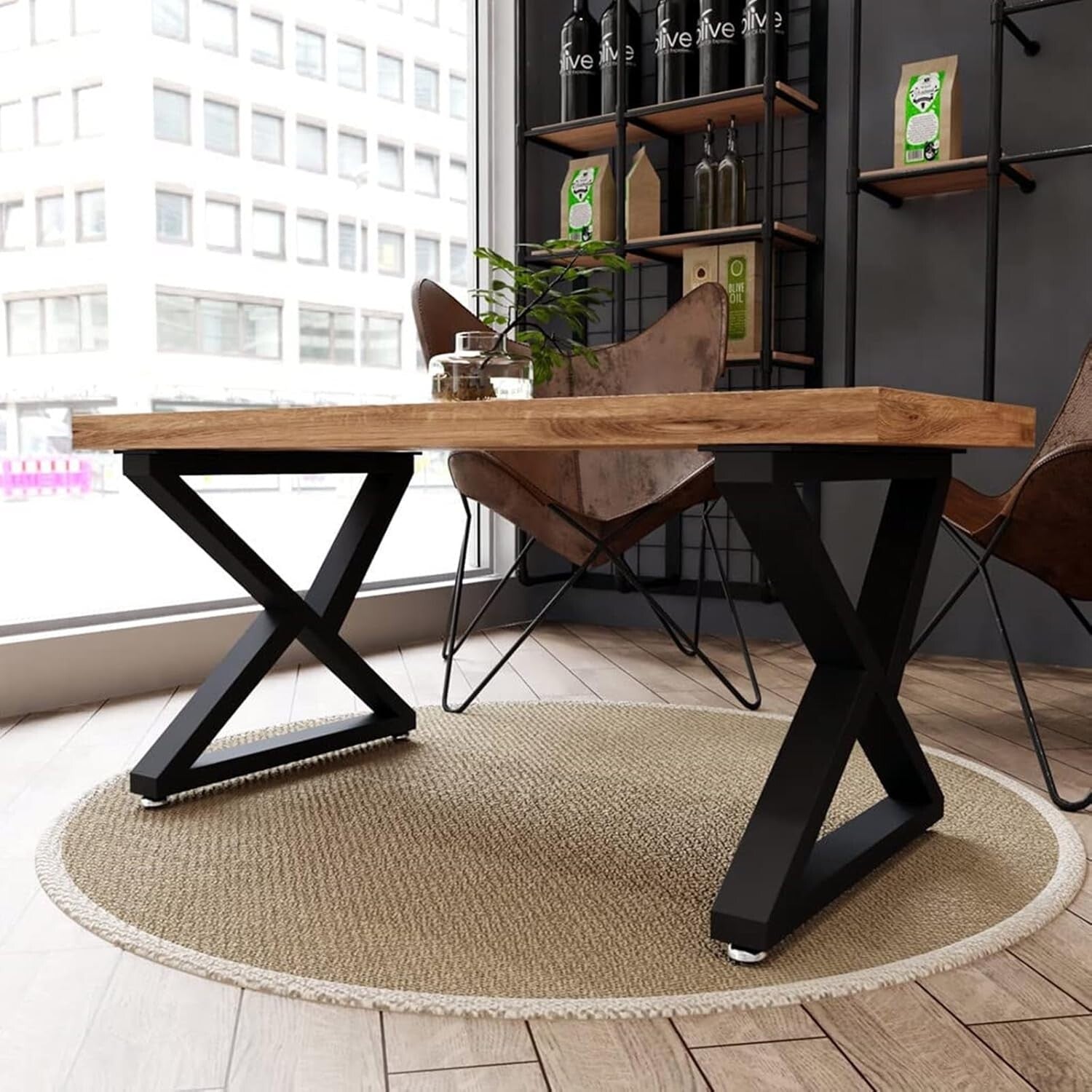 16-Inch Sturdy Metal Coffee Table Legs – Industrial Style with Adjustable Feet