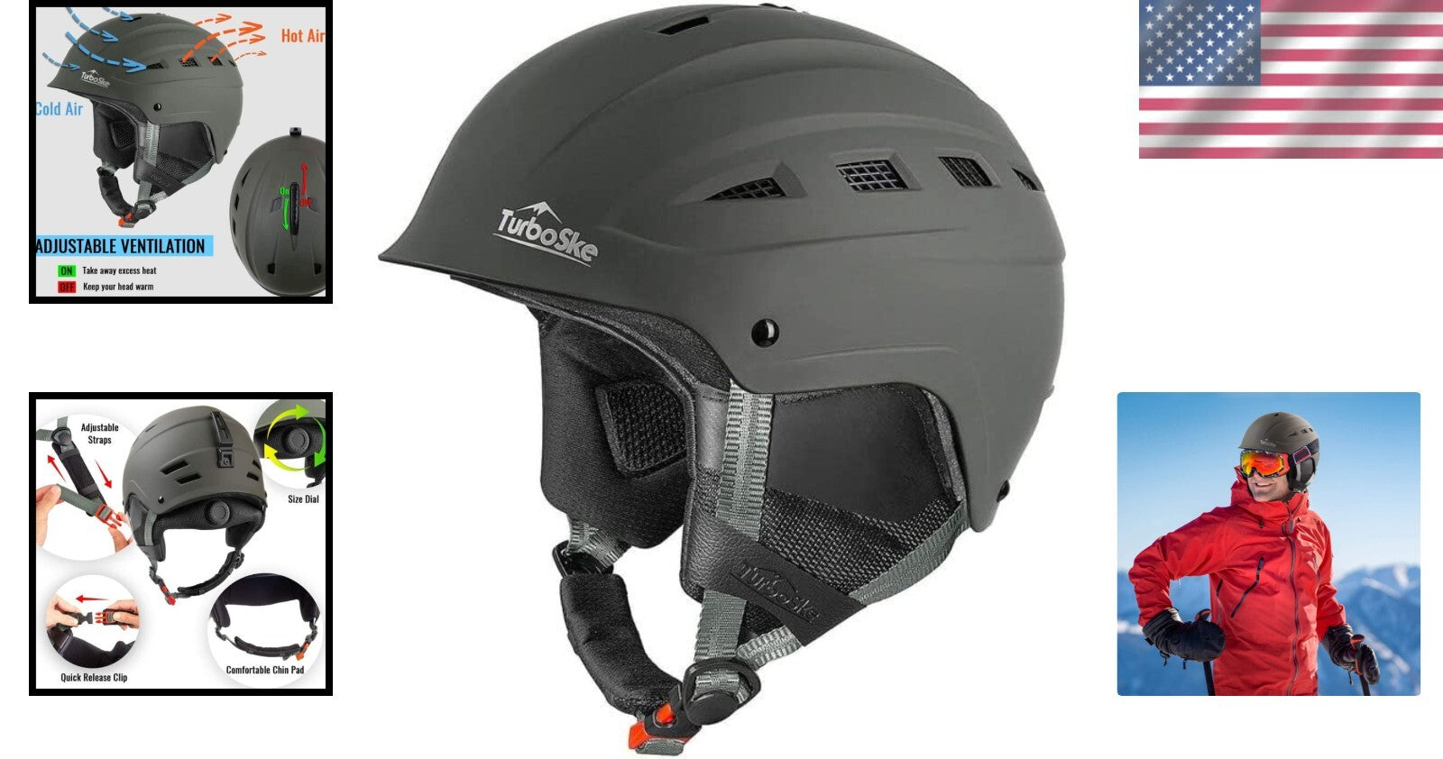 Adjustable Snow Sports Helmet in Matte Gray - Perfect for Skiing & Snowboarding