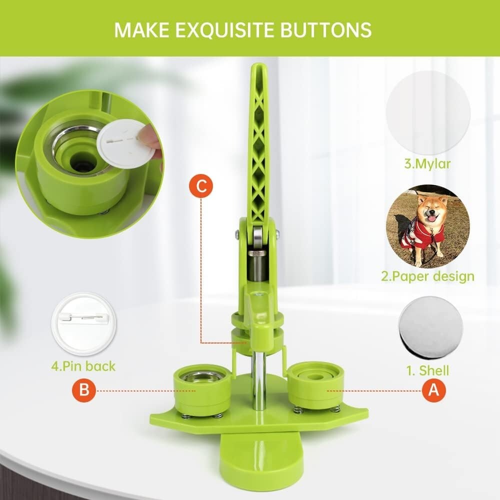DIY-Friendly Button Maker Machine - 300 Pieces/Hour with 405 Button Supplies