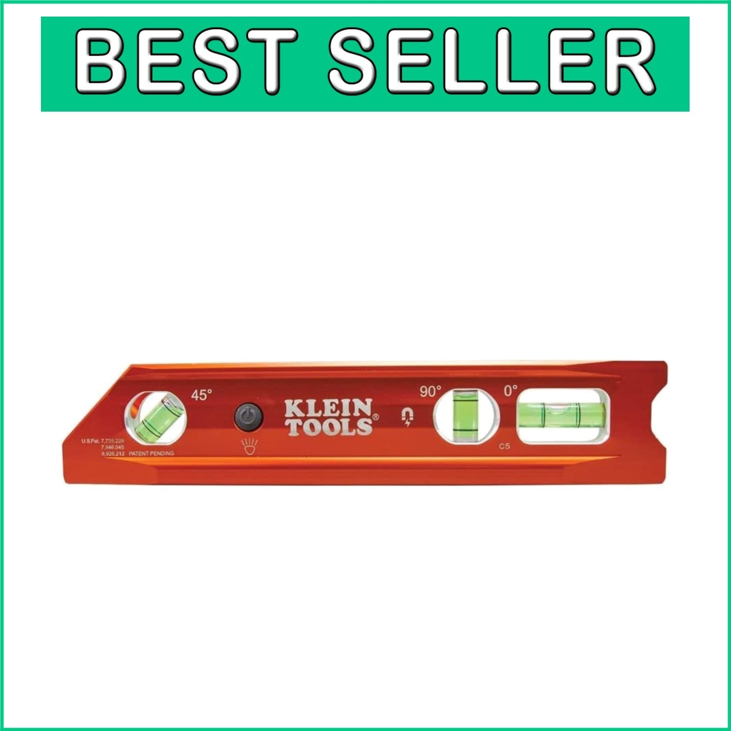 9-Inch Lighted Magnetic Torpedo Level with V-Groove - High Visibility Precision