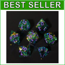 Load image into Gallery viewer, Handmade Peachy Galaxy Turquoise DND Dice Set - Unique Polyhedral Collection
