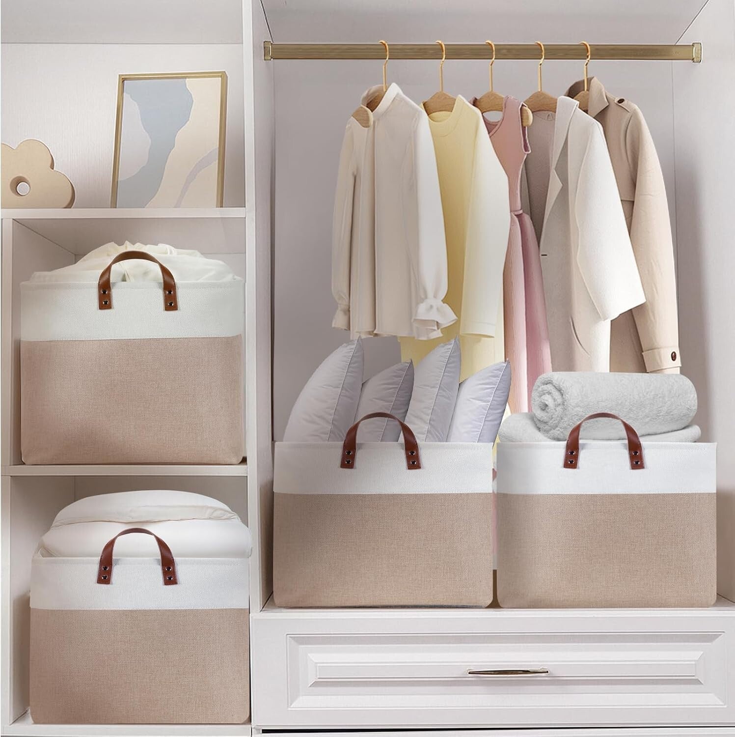 Extra Large Fabric Storage Baskets - 22" x 15" x 13" - Stylish Organization