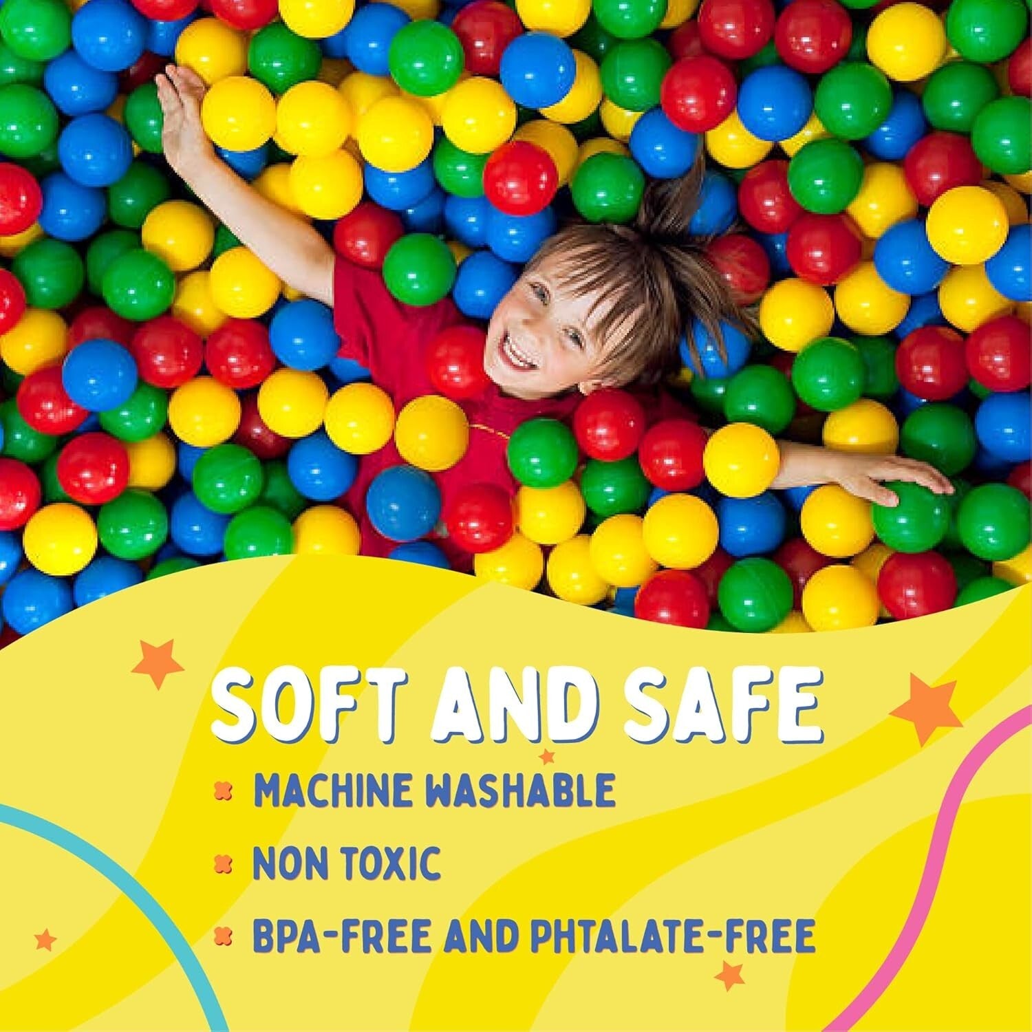 Durable & Lightweight Mini Ball Pit Balls - 200 Count, Non-Toxic Colorful Fun