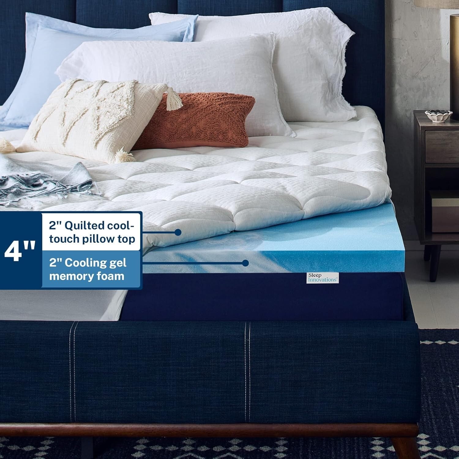 Ultimate Cooling Memory Foam Mattress Topper - 4 Inch Full Size for Deeper Sleep