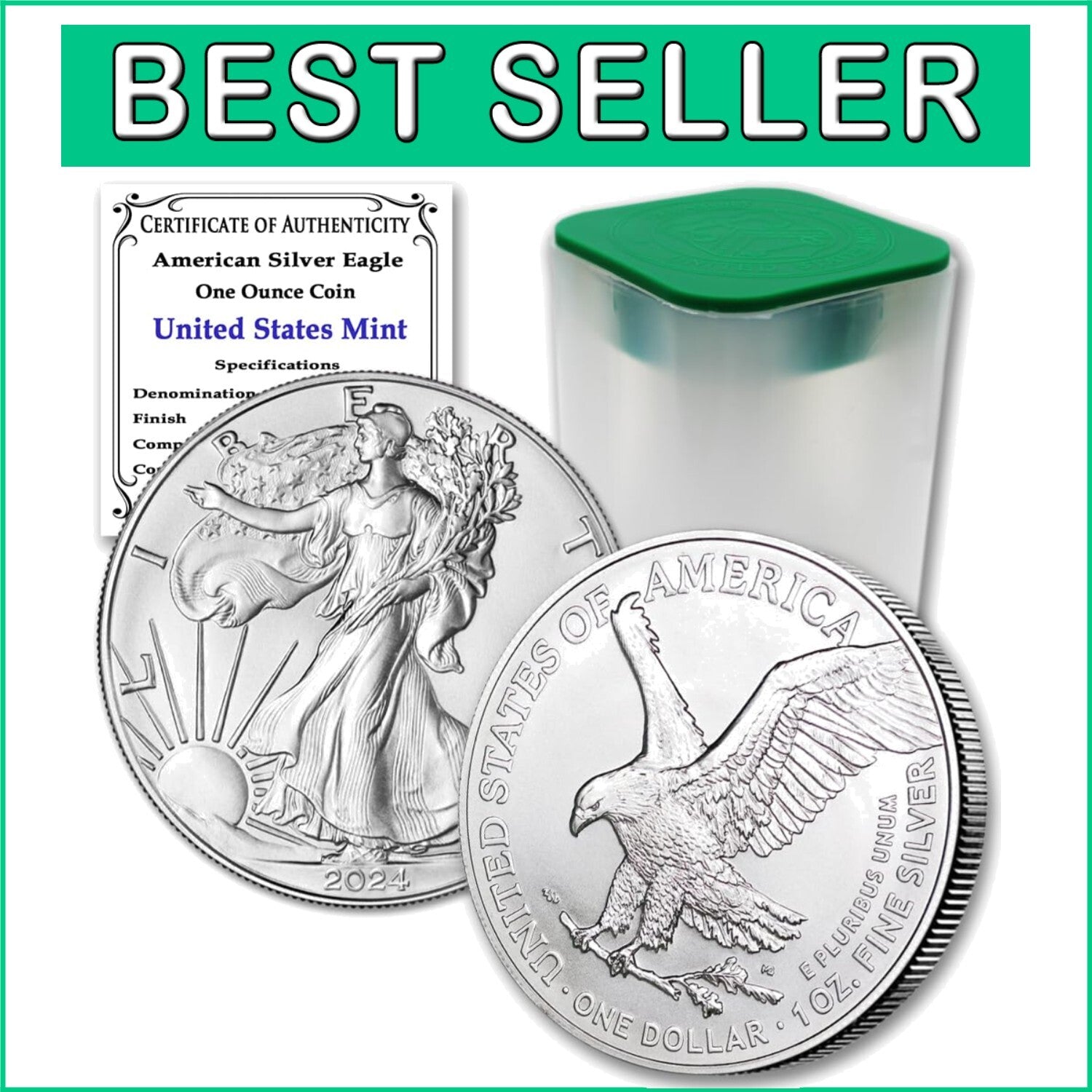 10 x 1 oz American Eagle Silver Bullion Coins in Original Tube - 2024 Edition