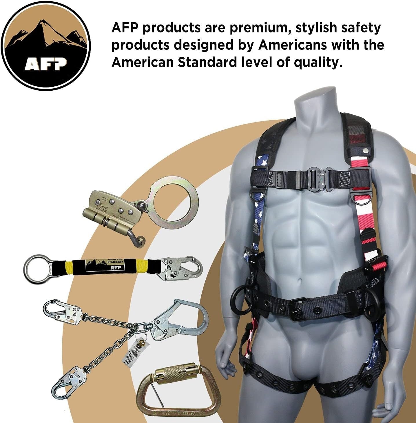 Premium Full-Body Safety Harness with 8" Thick Support Belt & Aluminum D-Rings
