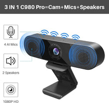 Load image into Gallery viewer, 3 in 1 1080P Webcam with Built-in Speakers, Microphones &amp; Low Light Correction