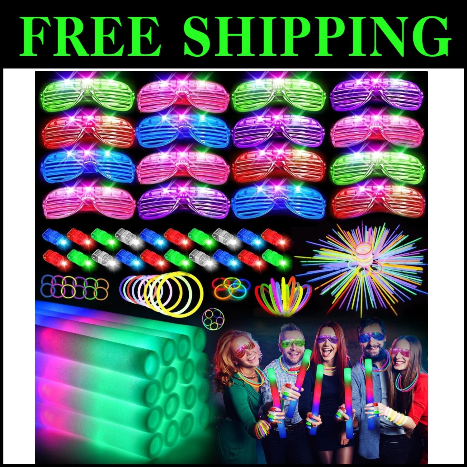 168 PCS Ultra-Bright Glow Sticks Pack for Parties, Weddings & Halloween Fun
