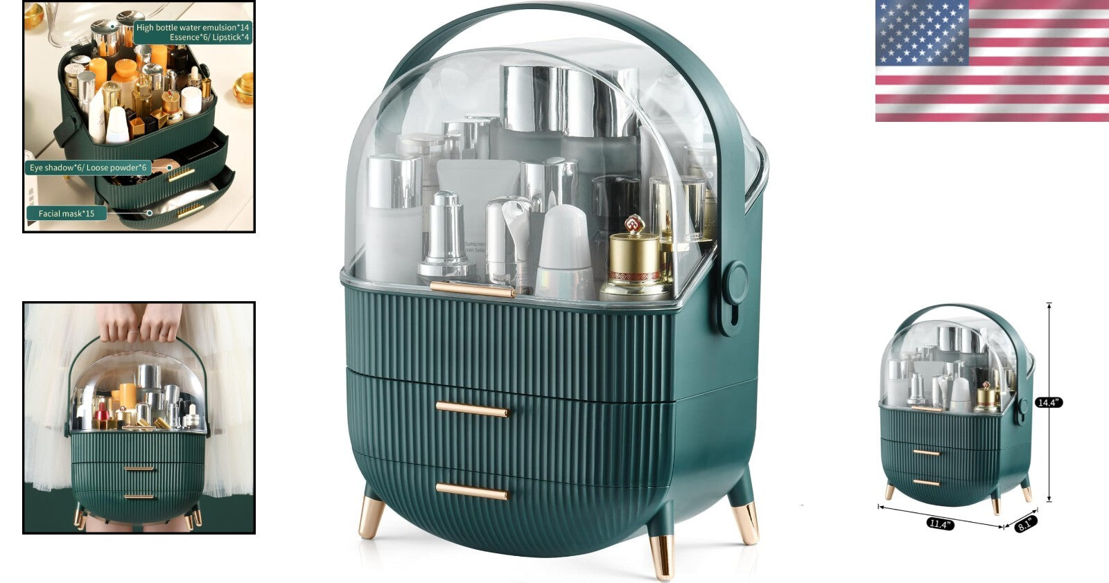 Stylish Oval Makeup Organizer with Non-Slip Feet - Ideal for Bathroom Counters