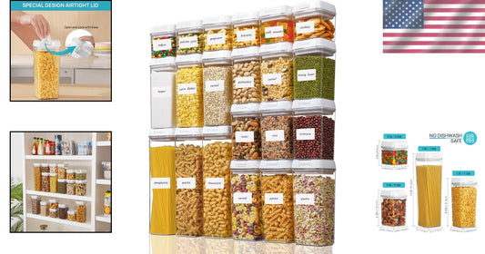 Effortless Organization: 21 PCS Airtight Food Containers Set with Locking Lids