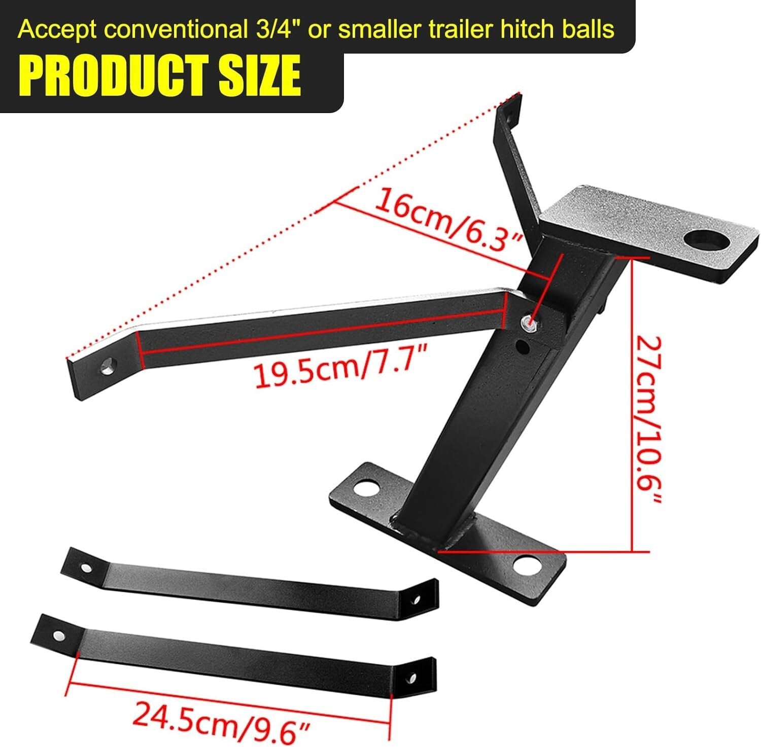 Alloy Steel Lawn Mower Trailer Hitch for 3/4" Balls - Easy Installation