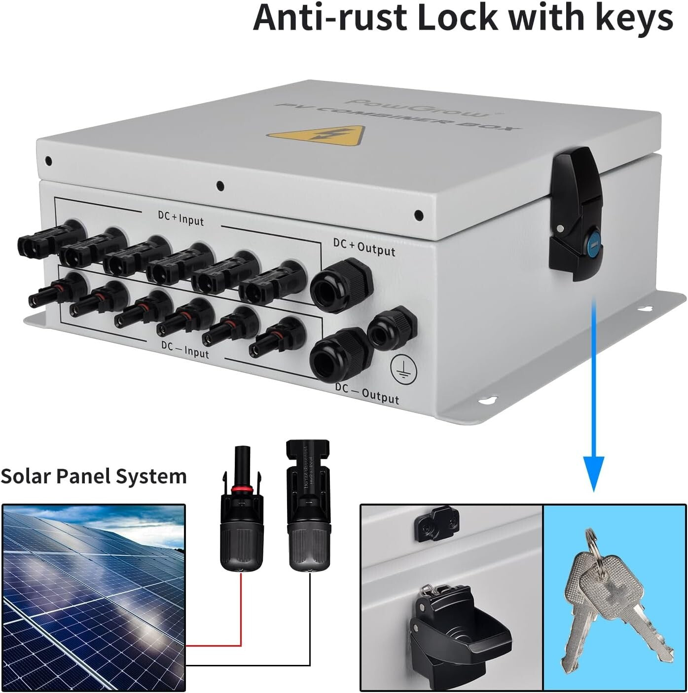 All-In-One 6 String PV Combiner Box with Fuse, Breaker, and Protection Features
