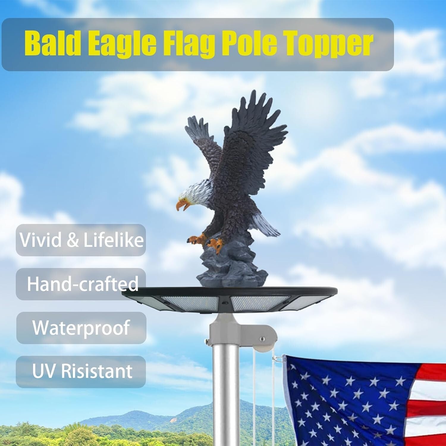 Lifelike Eagle Flagpole Finial - Weather-Resistant and Perfect for Indoor Decor