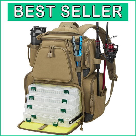 Durable Fishing Tackle Bag - 1200D Nylon, 18 Rooms & Safety Features Included