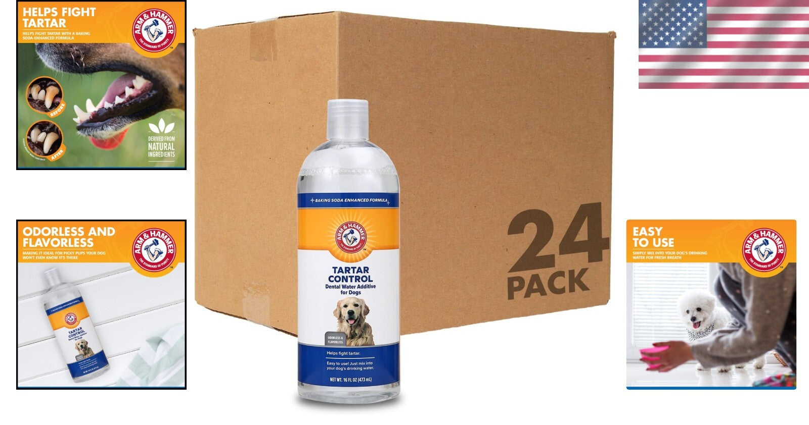 Convenient Dental Water Additive for Dogs - 24 x 16 fl oz, No Brushing Needed
