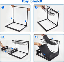 Load image into Gallery viewer, 2-Pack Adjustable L-Shape Under Sink Organizer - Rust-Resistant &amp; Multi-Purpose