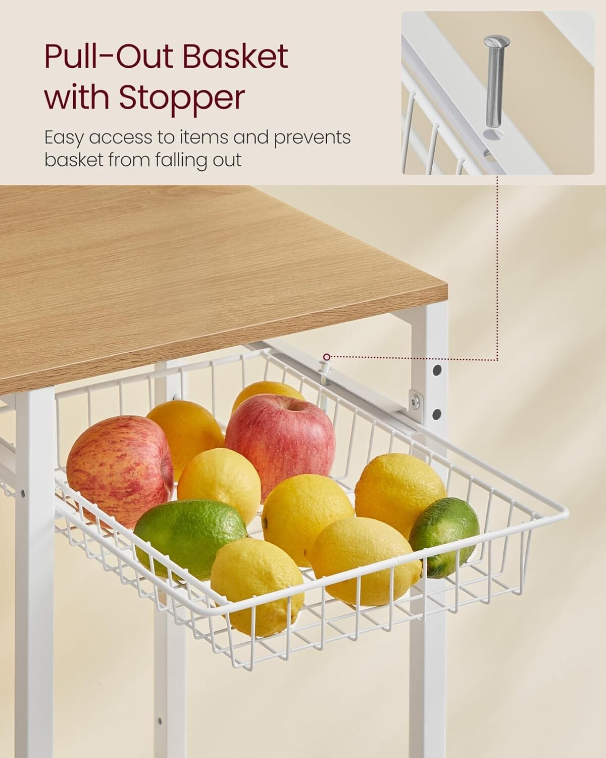 Space-Saving Kitchen Storage Rack with 4 Power Outlets & Adjustable Design