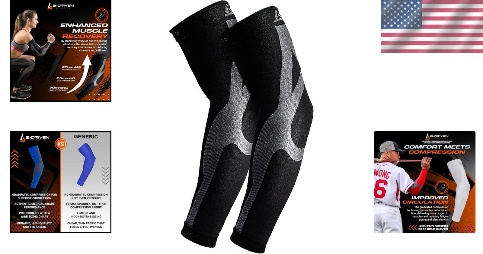 Versatile Graduated Compression Arm Sleeves 20-30mmHg for Performance & Recovery
