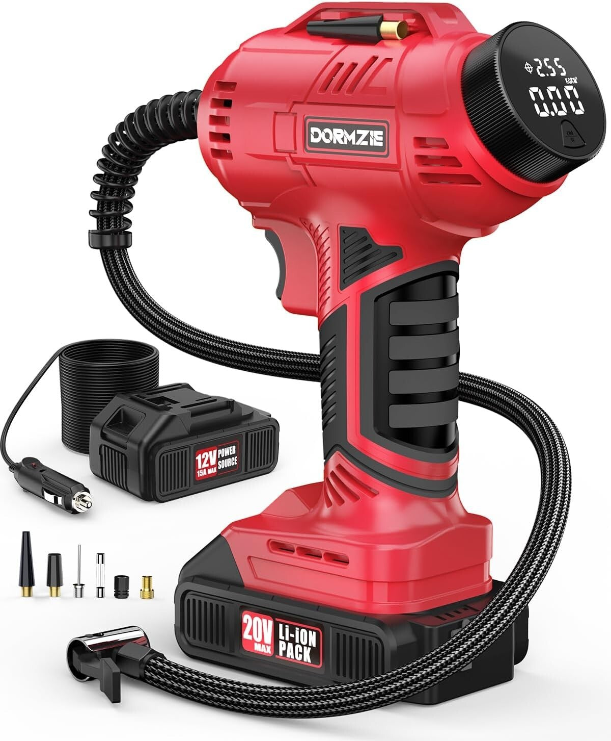 20V Cordless Air Compressor with Digital Display - Complete Tire Inflation Kit