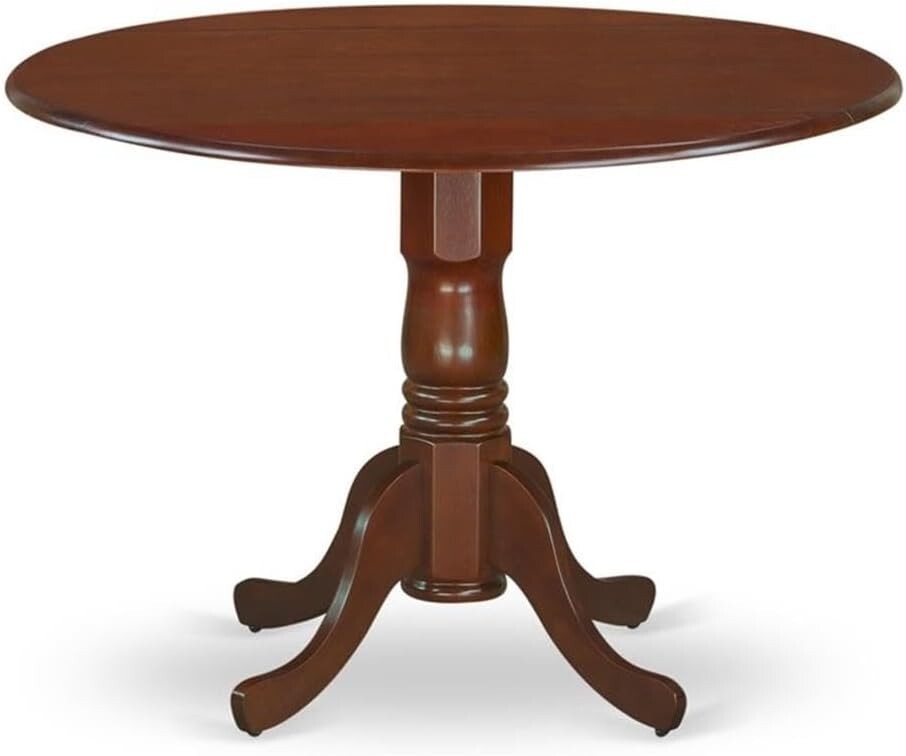 Elegant Mahogany Round Dining Table with Dropleaf - 42x42 Inch Pedestal Style