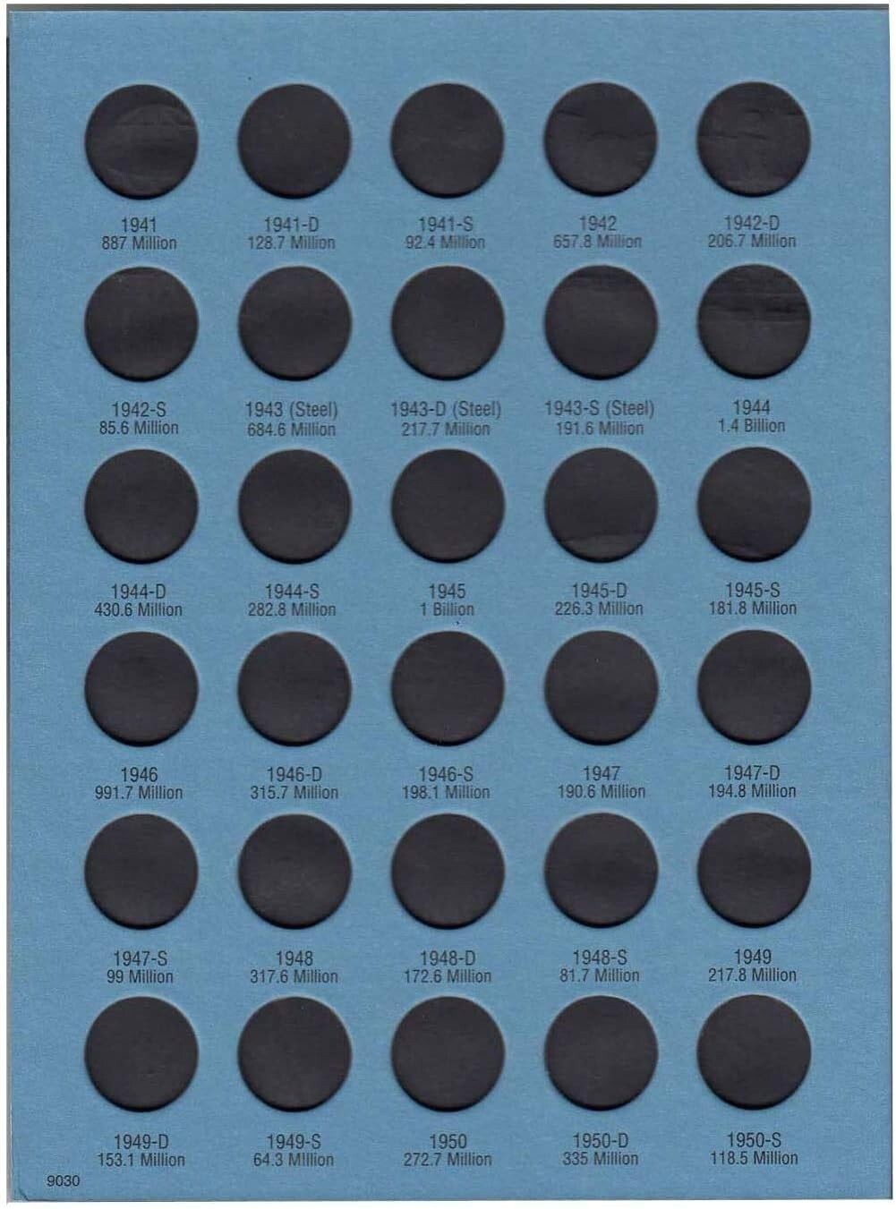 Four Volume Lincoln Cent Coin Folder Set in Federal Blue - Compact & Durable