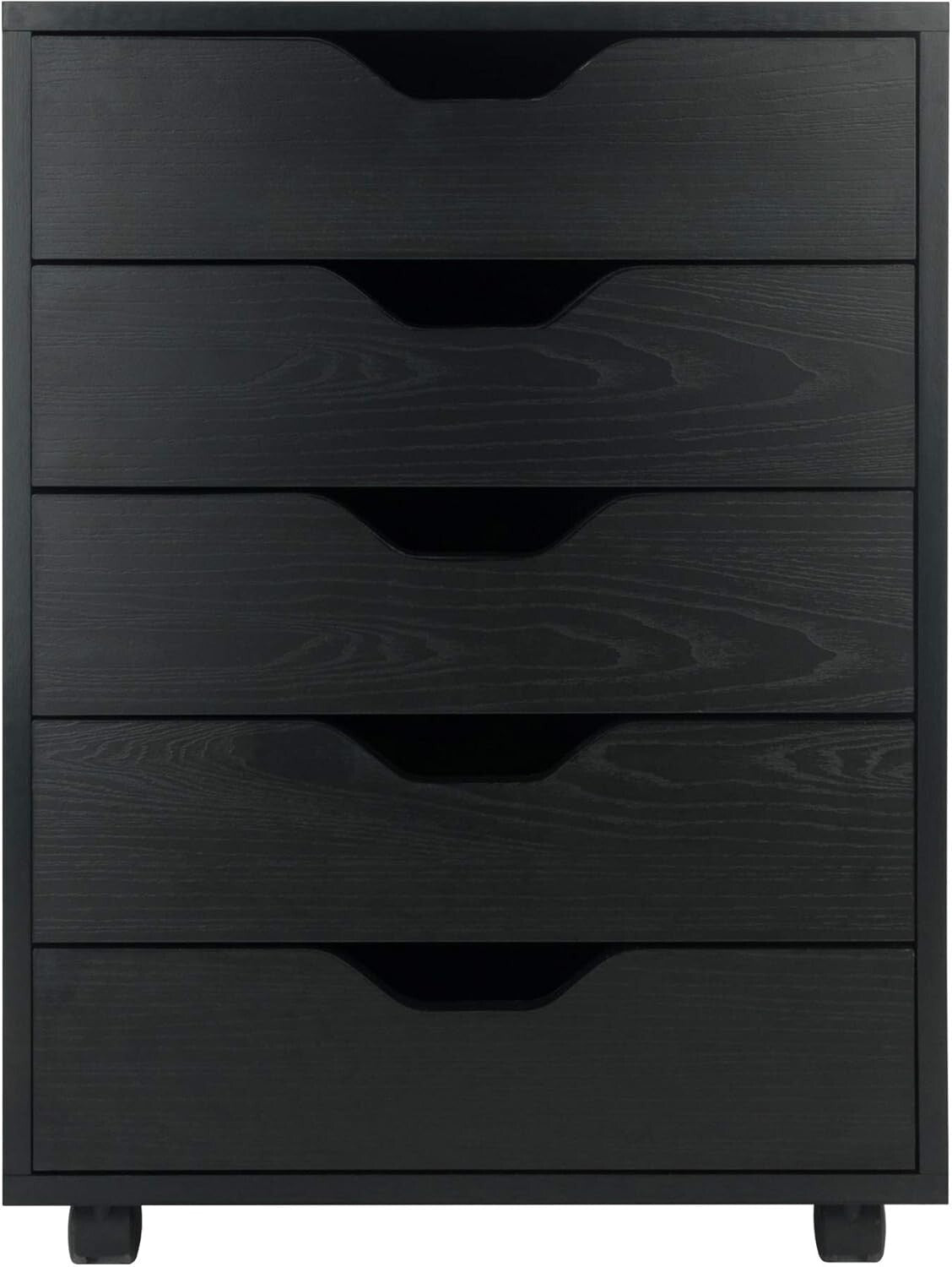 Versatile 5-Drawer Black Storage Cabinet with Locking Casters for Easy Mobility