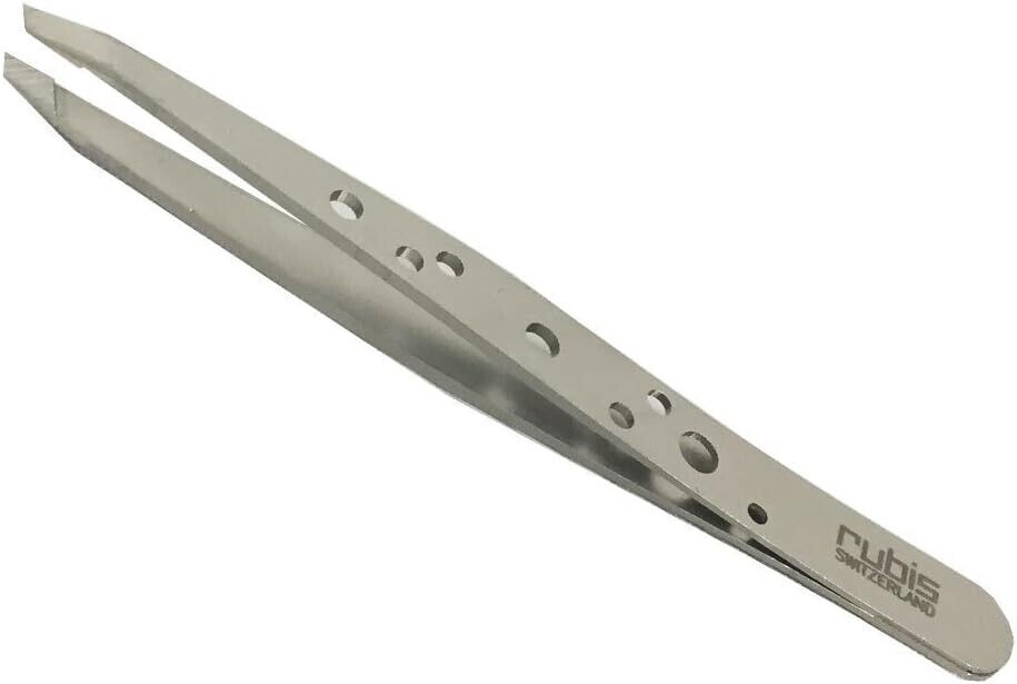 Lightweight Rubis Swiss Slanted Tip Tweezers - 3.75'' for Flawless Hair Removal