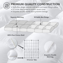 Load image into Gallery viewer, Luxurious 108" x 98" Oversized King Goose Down Comforter - 100% Egyptian Cotton