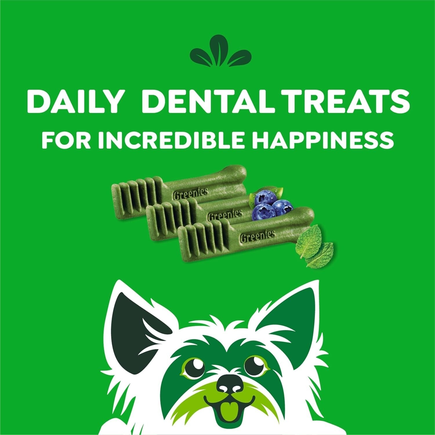 Daily Dental Care Treats for Small Dogs - 129 Pack, Original, Blueberry, Mint
